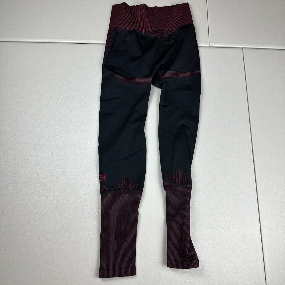 Body Engineered Life Seamless Tight Leggings Mesh Cutout Ombre Red Black XS Used